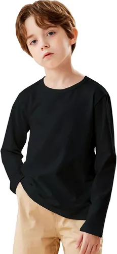 Vista 2 de HIBETY Paquete de 3 camisetas atléticas para niños, camisetas deportivas de ajuste seco que absorben la humedad, camisas de manga cortalarga