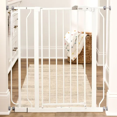 Vista 23 de Regalo Easy Step - Puerta para bebé extra alta con acceso, kit adicional, incluye kit de extensión de 4 pulgadas, kit de montaje a presión, ventosas