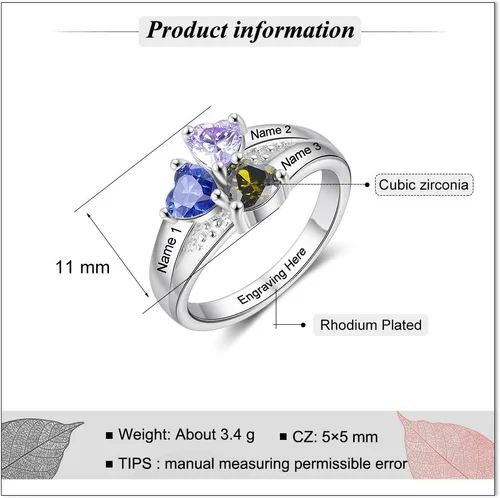 Vista 3 de kaululu Anillo de piedra natal personalizado para mujer, regalo para mamá, anillo de promesa para ella, anillos de boda personalizados para mujer