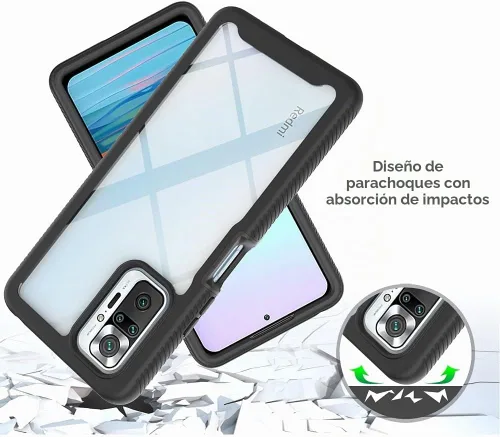 Vista 5 de Funda Redmi Note 10 Pro, funda protectora anticaídas y absorción de golpes para Xiaomi Redmi Note 10 Pro Max 4G M2101K6I Redmi Note 10 Pro 4G Negro