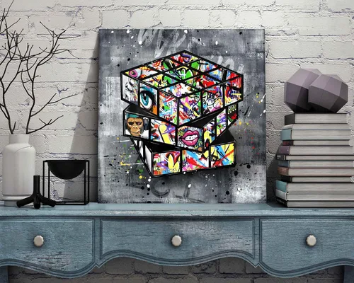 Vista 5 de SIXTTART Banksy - Lienzo de pared para dormitorio, arte de pared con graffiti callejero, pintura abstracta, arte pop, decoración moderna de pared