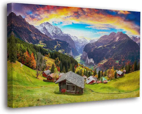 Vista 20 de SpiritualHands Lienzo decorativo para pared, diseño de lugares famosos del patrimonio mundial, carteles enmarcados escénicos, paisajes modernos, 01