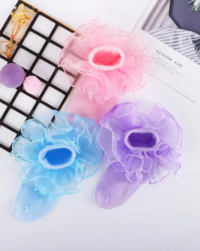 Vista 4 de Witwot Calcetines para niña pequeña con volantes grandes de encaje con volantes