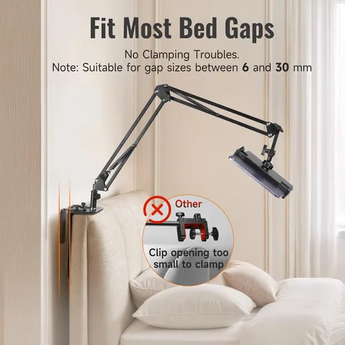 Vista 3 de Soporte de teléfono para cama y Kindle para cama, soporte para teléfono celular, soporte ajustable de metal giratorio de 360° para iPad Pro Air