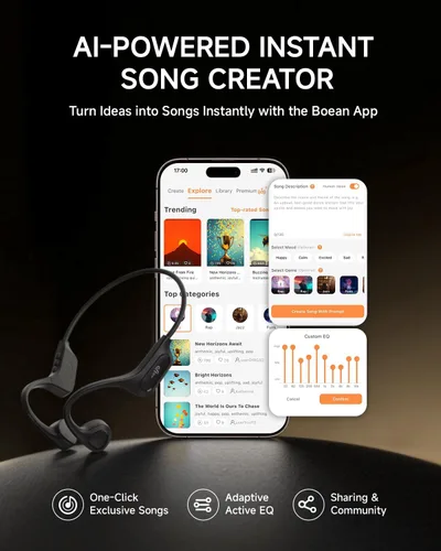 Vista 8 de PSIER - Auriculares de conducción ósea, auriculares Bluetooth 6.0 de oreja abierta, auriculares inalámbricos de 10 horas de reproducción