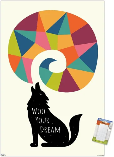 Vista 12 de Trends International Andy Westface - Wolf Woo Your Dream Wall Poster, 22.4L x 14.7W, Barnwood Framed Version