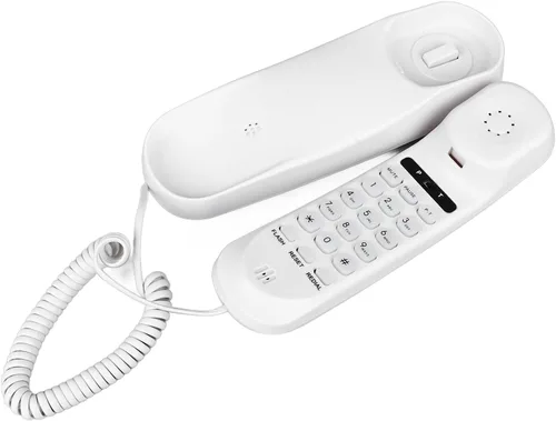 Vista 2 de Teléfono con cable para montaje en pared, sonido claro, multifuncional, fácil de usar, ahorro de espacio (blanco)