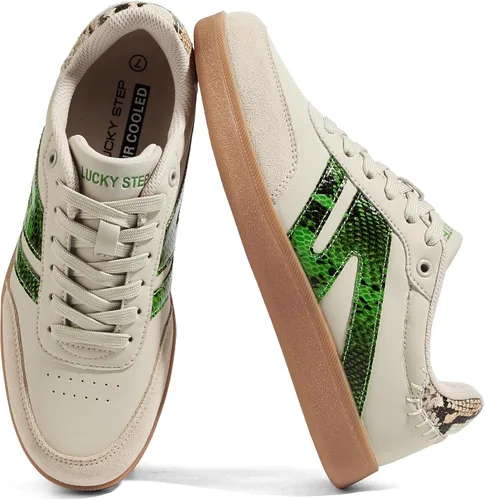 Vista 11 de LUCKY STEP Zapatillas de moda con suela de goma retro para mujer