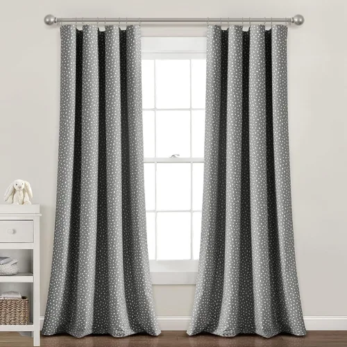 Vista 8 de Lush Decor Pixie Fox Geo - Panel de cortina opaca para ventana, panel individual, 52 pulgadas de ancho x 84 pulgadas de largo, gris oscuro, cortinas