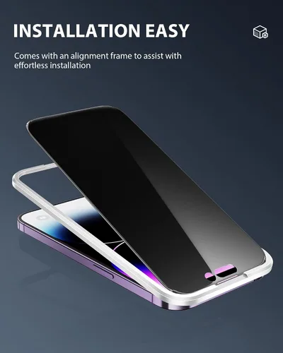 Vista 7 de GIGIKISS - Paquete de 3 protectores de pantalla de privacidad para iPhone 14 Pro Max 6.7, dureza 9H+, inastillable, cobertura de borde completo