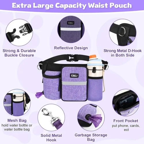 Vista 6 de ETACCU Correa de perro resistente manos libres con bolsa de cremallera cinturón para perros grandes y medianos para correr, caminar, trotar