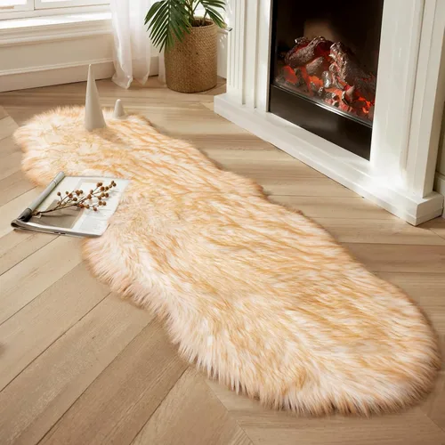 Vista 28 de Ciicool Alfombras de Piel de Oveja Sintética Suaves Alfombra de Piel Sintética Suave Beige Alfombra Esponjosa Funda para Silla y Sofá Alfombra
