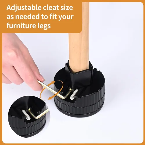 Vista 4 de 4 elevadores de cama con abrazadera de tornillo ajustable de ajuste fino, elevadores de muebles duraderos con una capacidad de carga de 4000 libras