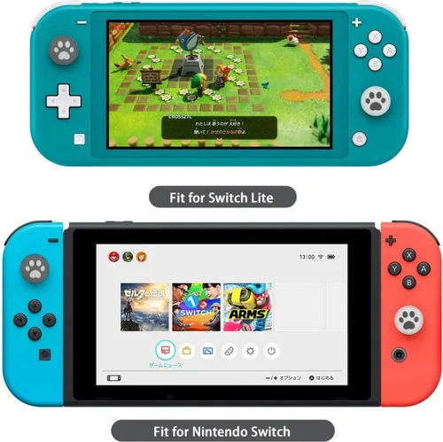Vista 2 de Switch Joycon - Tapas de agarre para pulgar, funda de silicona con diseño de pata de gato para SwitchOLEDSwitch Lite, fundas de botón analógicas