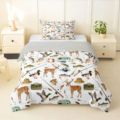 Vista 51 de Erosebridal American Flag Twin Comforter Set Army Green Camo Bedding Set for Kids Boys Girls Bear Claw Hunting Theme Bed Set Camoflage Camping