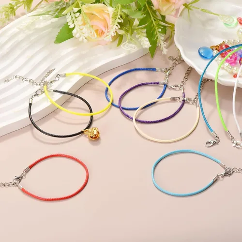 Vista 4 de MECCANIXITY 10 cordones de pulsera verde militar, pulsera de amistad ajustable de 9 pulgadas, cordón de poliéster encerado de 0.059 in con cierre