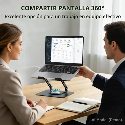 Vista 2 de SOUNDANCE Soporte giratorio 360 para laptop, elevador ajustable, 10-17 Negro