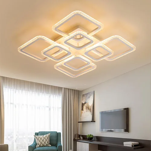 Vista 10 de Lámpara LED de techo regulable, 5 luces de techo de 23 pulgadas, montaje empotrado, lámpara de 80 W para sala de estar, dormitorio, cocina