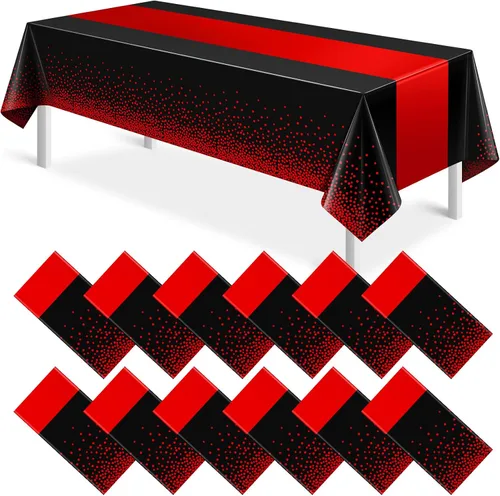 Vista 19 de MASHAN 1 mantel negro y azul para decoración de fiesta, mantel de plástico negro impreso azul, funda rectangular desechable para cumpleaños, boda