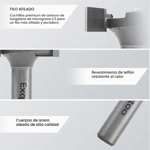 Vista 4 de Exqutoo 1/4" vástago 1 pulgada diámetro de corte T forma CNC Spoilboard superficie
