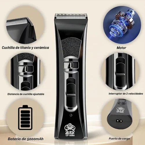 Vista 2 de Cortapelos para perros para aseo, kit de recortador de pelo de mascotas recargable silencioso (negro)