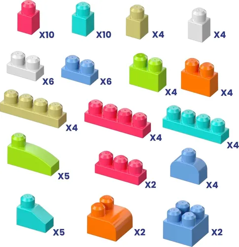 Vista 5 de MEGA BLOKS First Builders Toddler Blocks Toys Set, Big Building Bag with 80 Pieces and Storage, Red, Ages 1+ Years