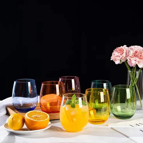 Vista 6 de KX-WARE Copas de vino acrílicas irrompibles de 18 onzas sin tallo, juego de 4 unidades transparentes