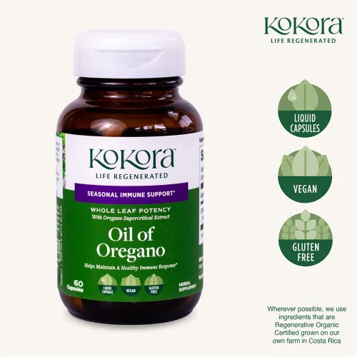 Vista 5 de kokora Aceite de cápsulas líquidas de orégano, extracto de CO2, 60