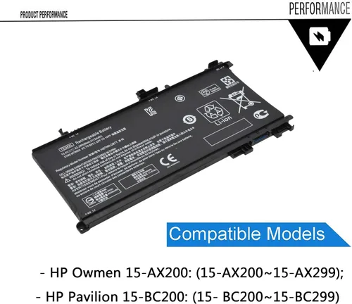 Vista 3 de TE04XL Batería para HP Owmen 15-ax200: 15-ax250wm 15-ax210nr 15-ax243dx 15-ax256nr 15-ax252nr 15-ax220tx 15-ax220tx; Pavilion 15-bc200