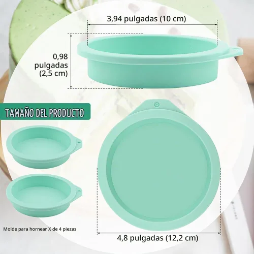 Vista 2 de 4 moldes para freidora de aire, moldes de silicona para hornear magdalenas, molde para panqueques de 4 pulgadas, antiadherente para hornear Verde