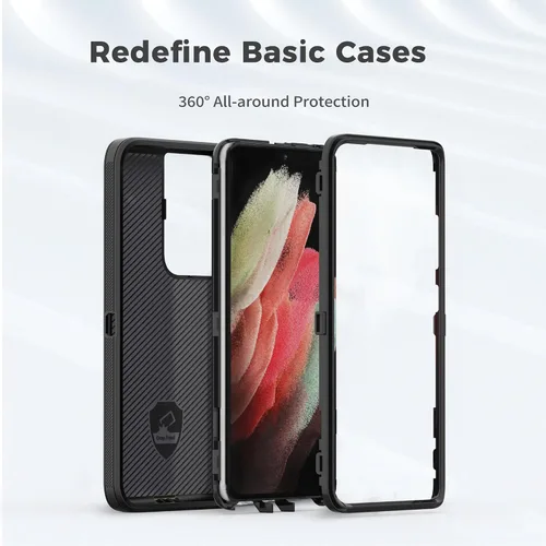 Vista 3 de Funda protectora resistente para Galaxy S21 Ultra 5G, funda protectora resistente con [3 capas] Cubierta de protección de goma resistente a prueba