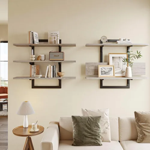 Vista 6 de Bestier - Estantes flotantes para pared, estantes de cocina de 32 pulgadas montados en la pared, estante de barra de café de 3 niveles con soportes