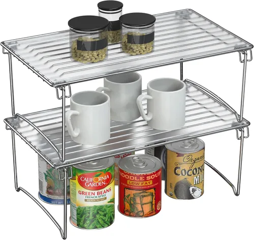 Vista 8 de Deco Brothers Organizador de Estante de Gabinete Apilable, Paquete de 2, Negro