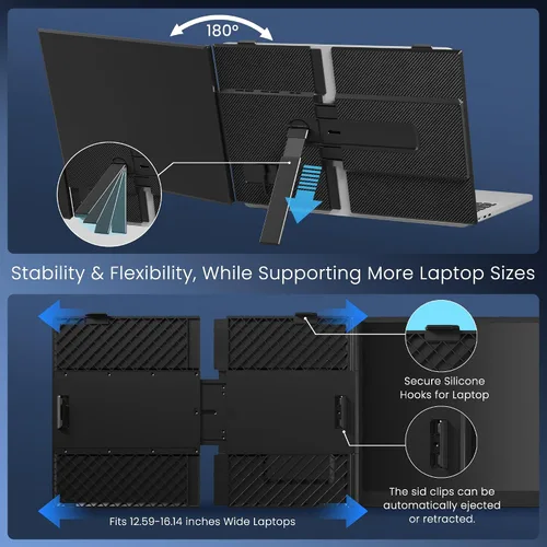 Vista 5 de Extensor de pantalla para laptop, monitor portátil ultrafino de 15.3 pulgadas FHD 1200P 16:10 para laptop, extensor ligero de monitor dual Plug &