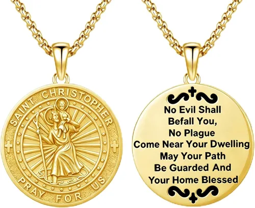 Vista 63 de 925 Sterling Silver Patron Saint Amulet Necklace for Men Women plateado