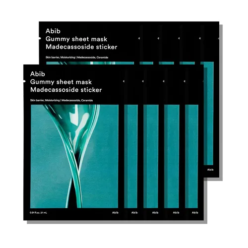 Vista 12 de Abib Máscara de hoja de gomita, 10 hojas (elasticidad), mascarilla coreana para piel sensible, alivio calmante y enrojecimiento, tratamiento diario