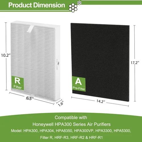 Vista 6 de Filtro HEPA HPA300 de repuesto para purificadores de aire Honeywell serie HPA300 HPA300, HPA300VP, HPA304, HPA3300, reemplazo HRF-R3