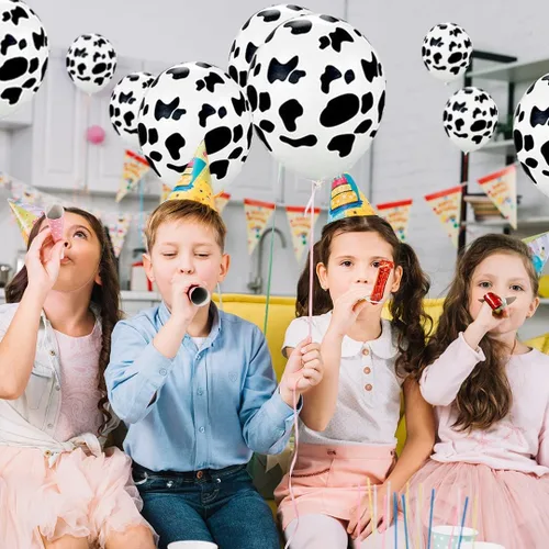 Vista 5 de 25 globos de vaca divertidos con estampado de vaca para fiesta de vaqueros, temática de vaquero occidental, suministros de recuerdo de fiesta