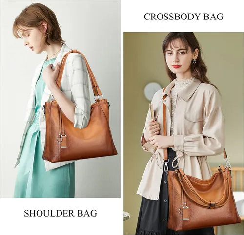 Vista 4 de Over Earth Bolsos de cuero suave para mujer, bolso de hombro tipo hobo grande