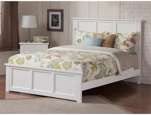 Vista 2 de Cama con plataforma de panel Queen en blanco