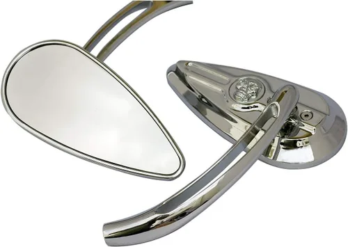 Vista 2 de 1Pair CNC Chrome 3D Skull TearDrop Motorcycle Mirrors Compatible for 2017 Kawasaki Z900