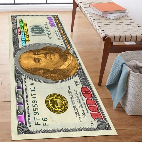Vista 49 de GUBIYU Juego de 2 alfombras y tapetes de cocina color beige y dorado para billetes de 100 dólares, alfombra divertida y fresca para baño