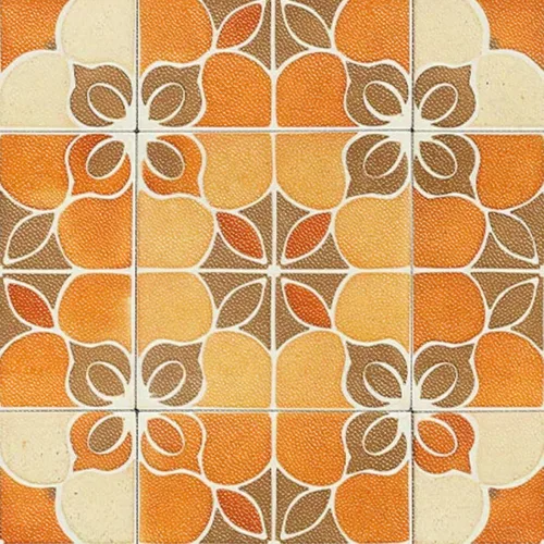 Vista 12 de IVN 10 azulejos de suelo de 12 x 12 pulgadas, diseño geométrico floral azul y naranja, autoadhesivas, removibles, autoadhesivas, calcomanías
