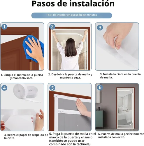 Vista 7 de Puerta mosquitera mejorada para mascotas, se adapta a puertas de 30 x 80 pulgadas, puerta de malla gruesa resistente a gatos para sala de estar