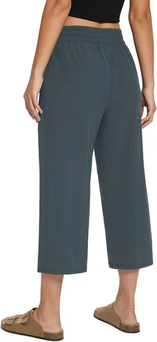 Vista 2 de BALEAF Pantalones capri de pierna ancha para mujer, pantalones holgados de secado rápido, bolsillos UPF50+ atléticos, casuales, entrenamiento, yoga