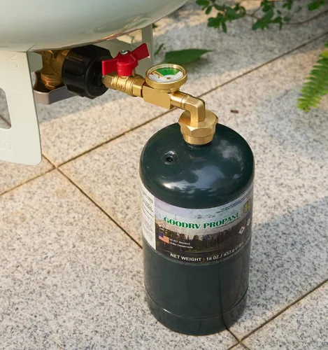 Vista 2 de CALPOSE Adaptador de Recarga de Propano con Válvula y Medidor, Llena Botellas de 1 Libra desde Tanque de 20 Libras, Compatible con Tanque de Propano