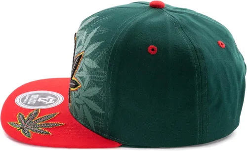 Vista 5 de Gorra de béisbol bordada con diseño de hojas de marihuana y cannabis
