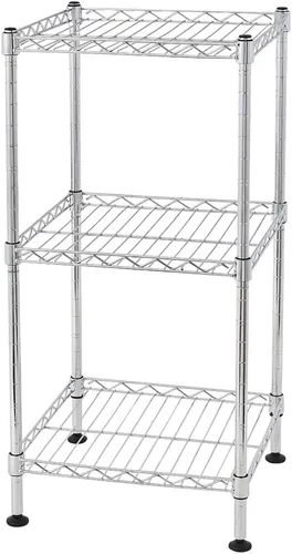 Vista 9 de Lykos Estante de almacenamiento de acero al carbono intercambiable para montaje en el suelo, estante de alambre ajustable, estante de metal, Negro