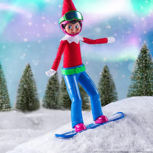 Vista 7 de The Elf on The Shelf Juego completo Magi-Freez: héroe Polar Power, Swish & Sleigh Snowboarder, estrella del pop, patinadora Holly Jolly Ollie