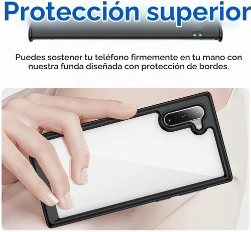 Vista 5 de Funda para Samsung Galaxy Note 10 [360 parachoques de goma completa y cubierta trasera transparente de PC] a prueba de golpes dura ultrafina funda